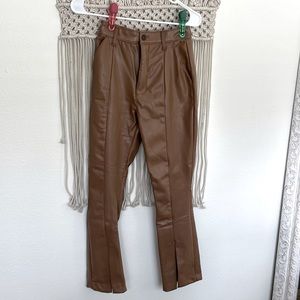 Abercrombie and Fitch faux leather split hem pants, gently worn.